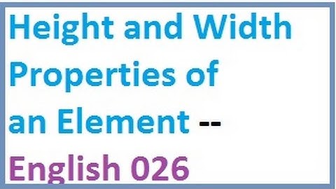 Height and Width Properties of an Element -- English-vlr training