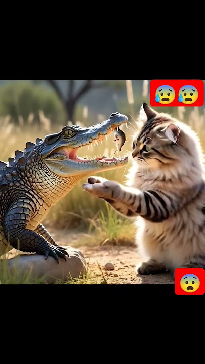 Cat and crocodile fight over food   #shorts #cats #crocodile #jav #javsub