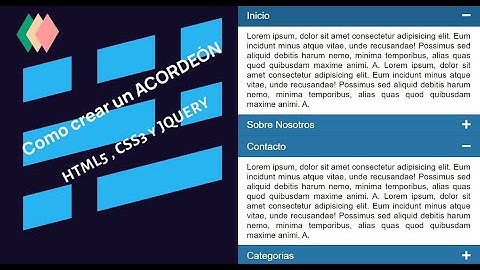 Como hacer un menú desplegable vertical (ACORDEÓN) con  HTML5 , CSS3 y JQUERY (SIN PLUGINS) .