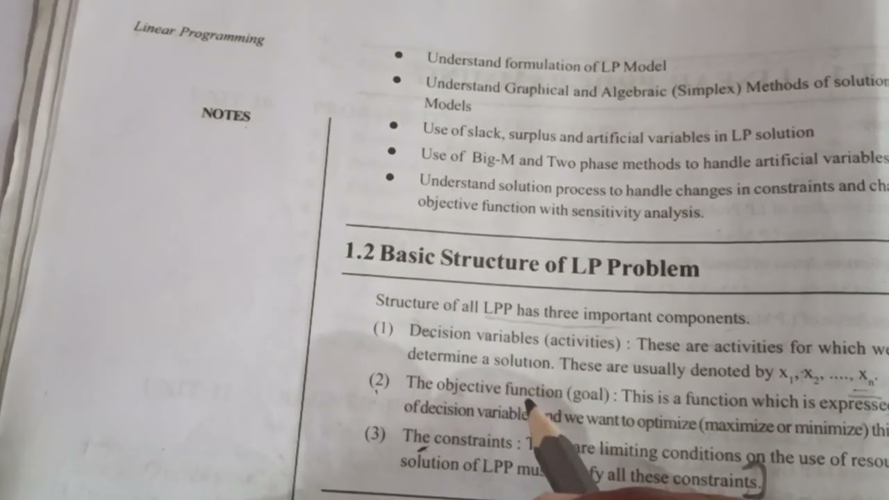 MBA 202 ycmou lecture of linear programming