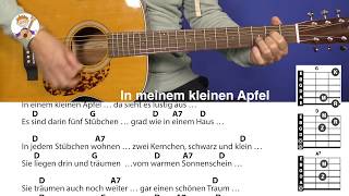 In einem kleinen Apfel - Herbstlied für Kinder, mit Akkorden + Text für Gitarre chords