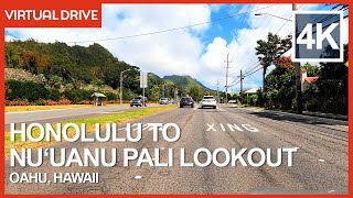Honolulu to Nuuanu Pali Lookout Scenic Virtual Driving Tour - 4K Oahu Hawaii Island Drive