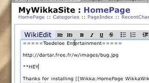 WikkaWiki in action: 1. Editing a page