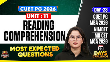 CUET PG 2026 English Grammar |READING COMPREHENSION I Most Expected Questions | MBA,MCA, NIMCET