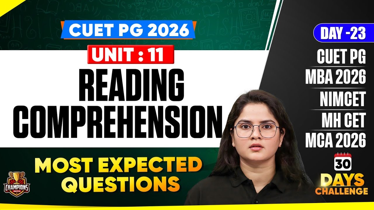 CUET PG 2026 English Grammar |READING COMPREHENSION I Most Expected ...