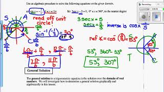 Lesson 9.1 Solving First Degree Trig Equations