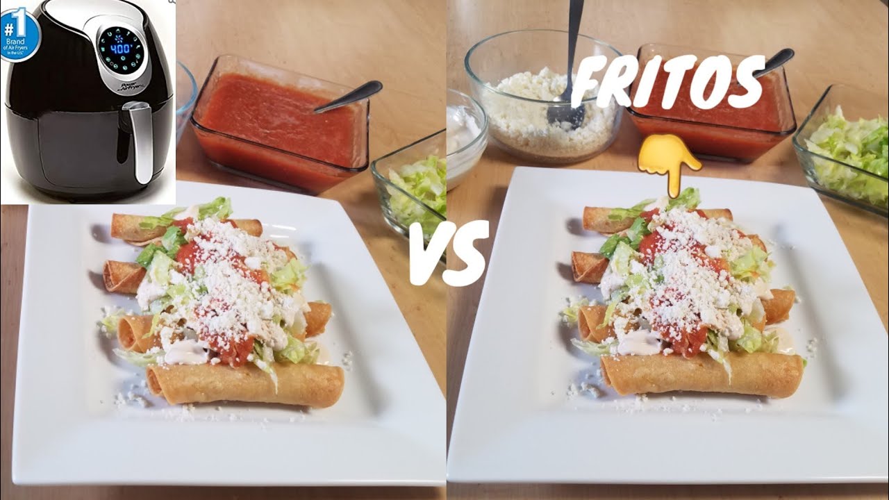 Tacos dorados de pollo o flautas de pollo fritas en aceite vs fritas