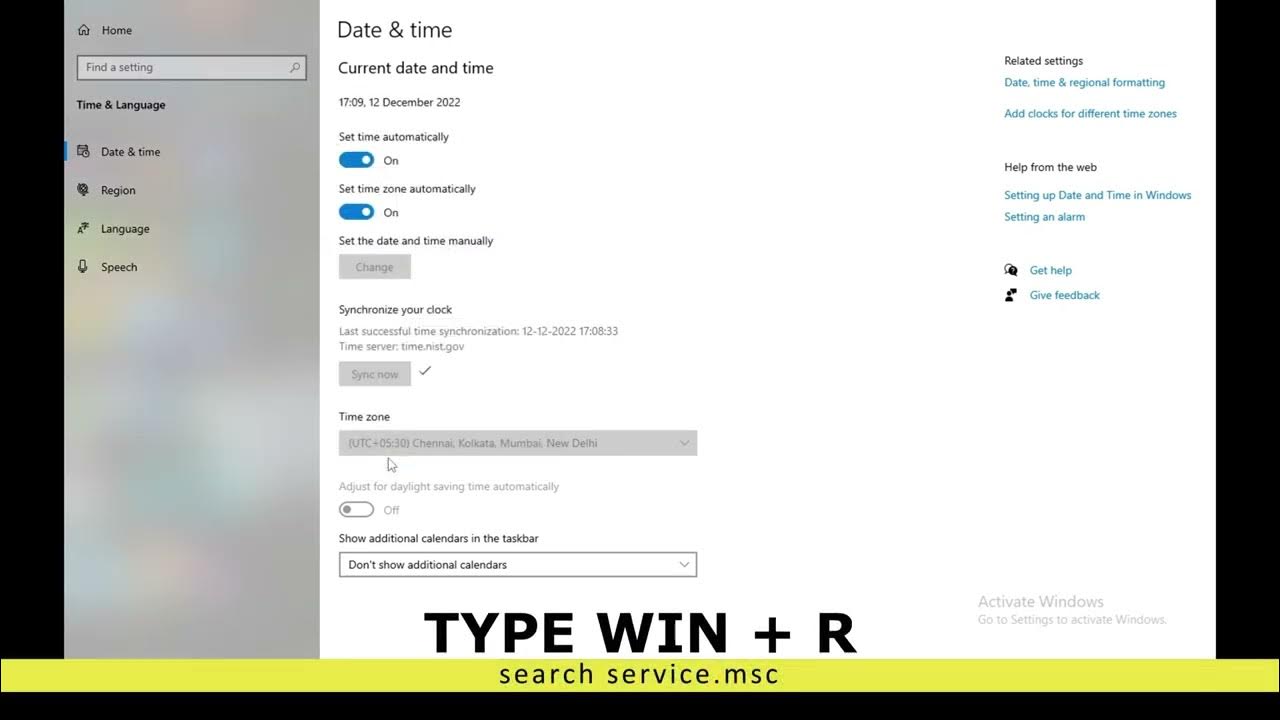 Windows 10 Date and Time not syncing issue resolved time