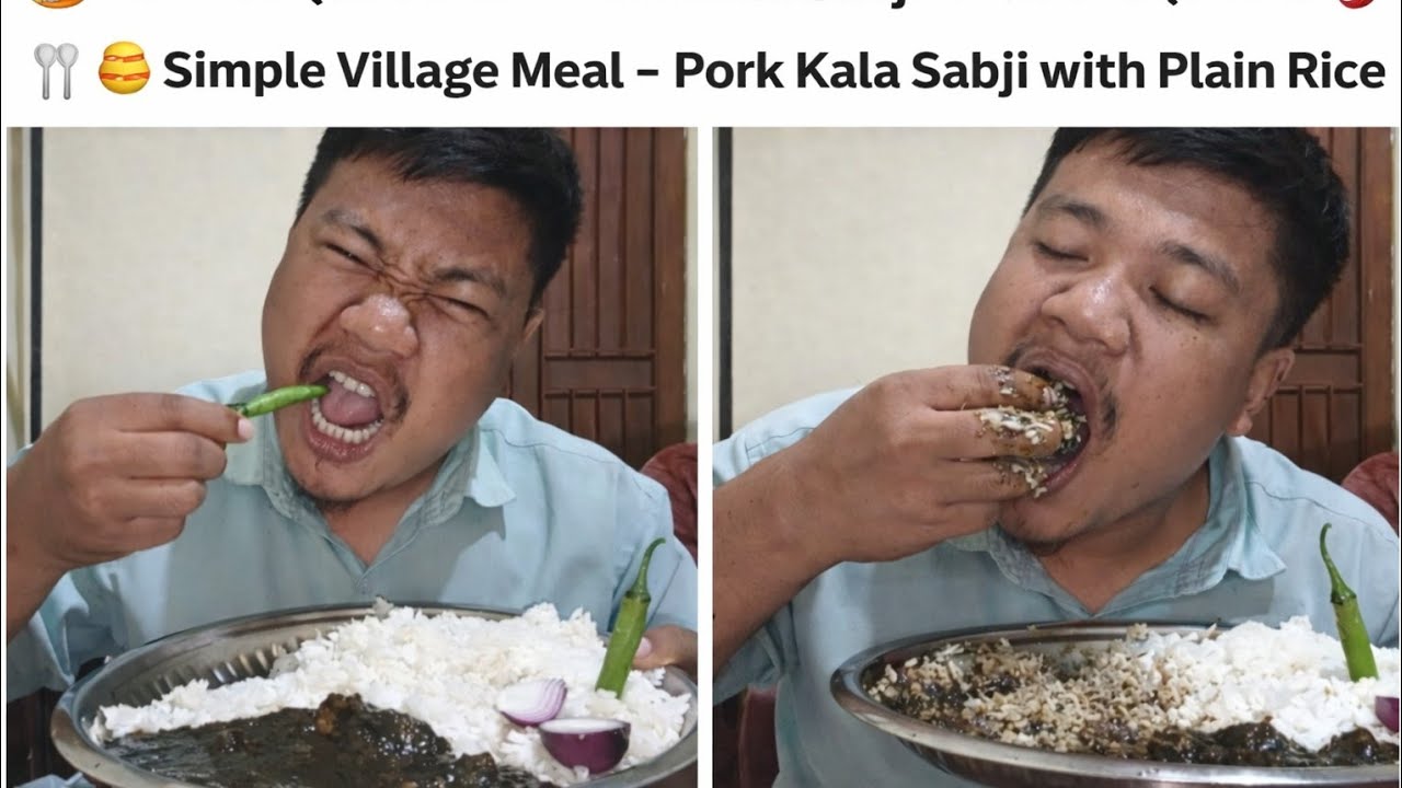 🍛 आज का देसी खाना – Pork Kala Sabji के साथ सादा चावल 🌶️