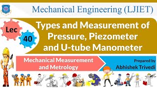 L 40 Pressure, Piezometer and U-tube Manometer | Mechanical Measurement and Metrology | Mechanical