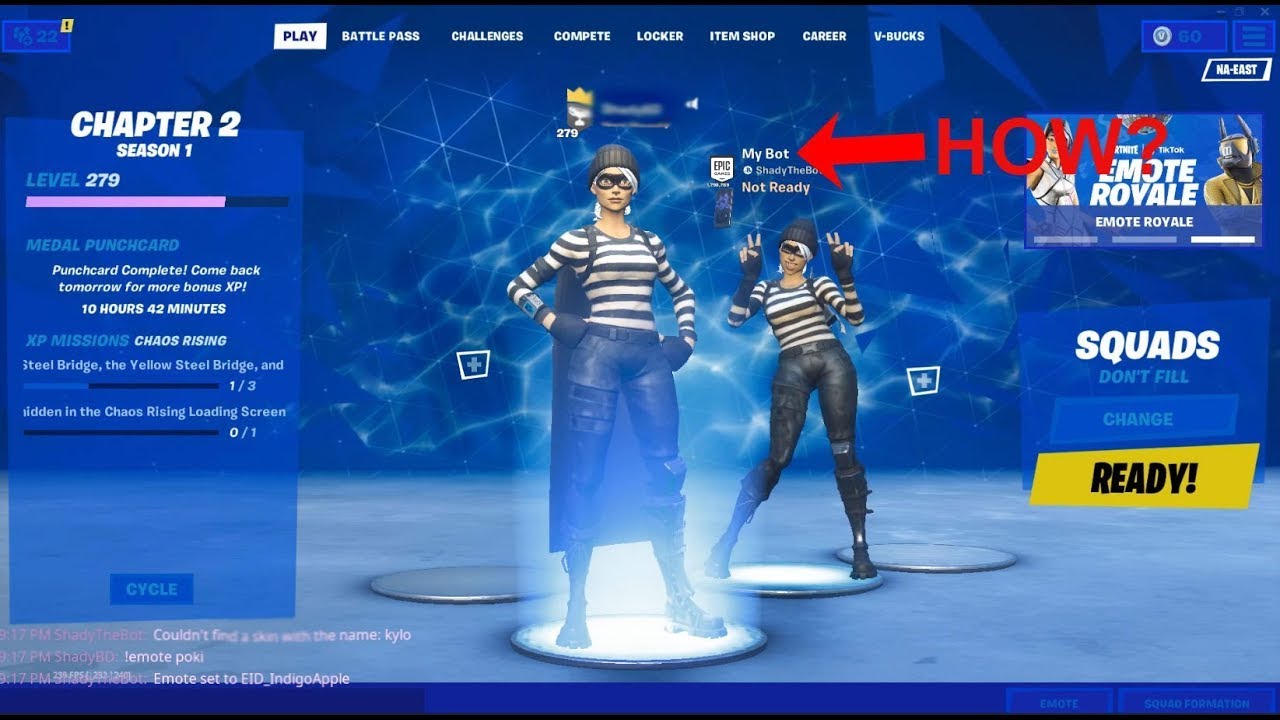 HOW TO INVITE A BOT IN YOUR FORTNITE LOBBY . NEW AND ALL SKINS . WORK