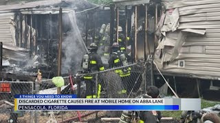 1 dog dies, 2 sent to vet in fire at mobile home caused by cigarette: Escambia Co. Fire Rescue