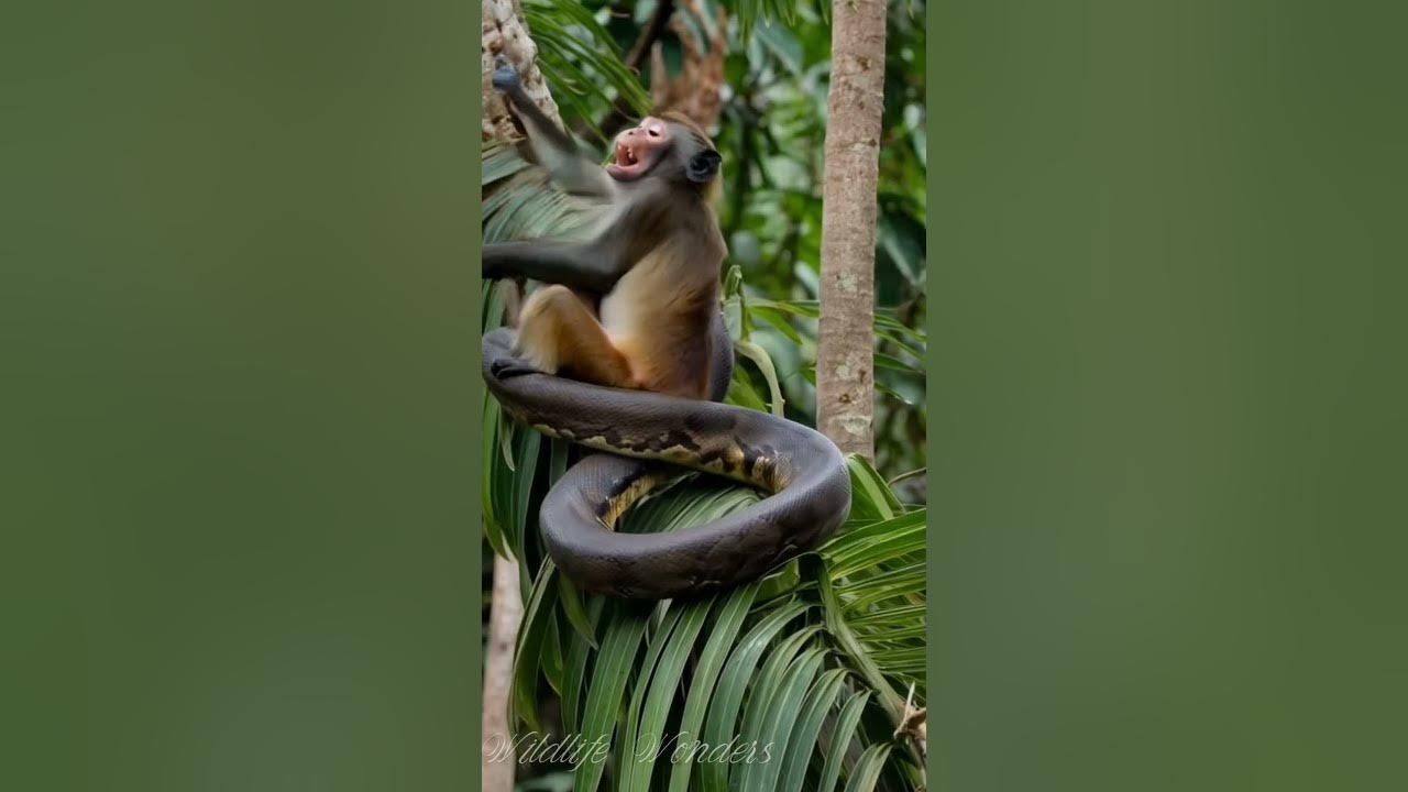 Python vs Monkey: Intense Jungle Battle for Survival🐒 #wildanimals # ...