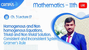 11th Math Live Lecture 17 Ch. 3 Homogenous and Non homogenous Equations, Trivial and Non trivial Sol