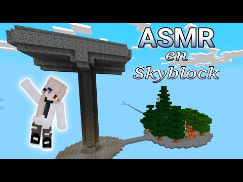 Minecraft en Skyblock + ASMR #4 construyendo una granja de mobs | Relájate y disfruta ♡