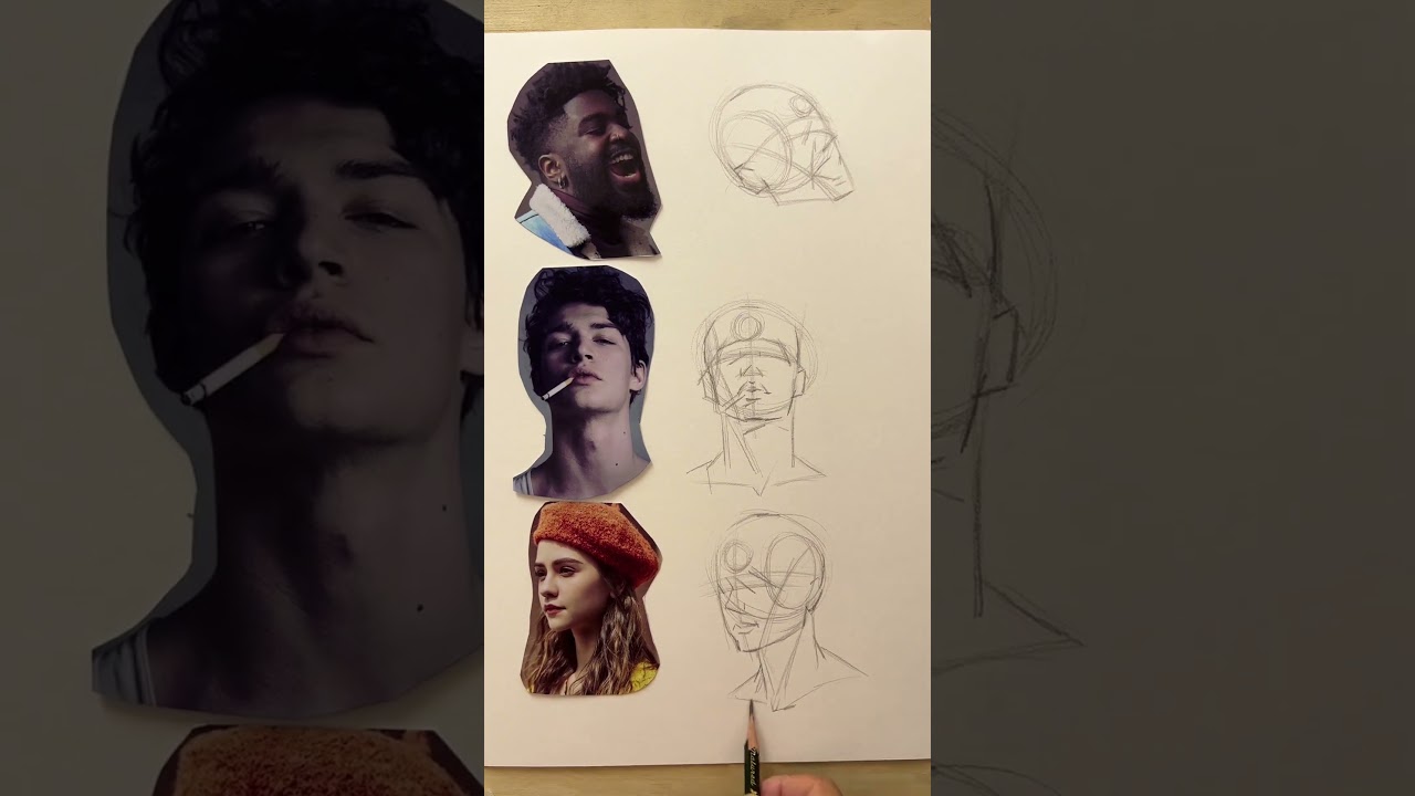 Pencil Sketch — Mini Portrait Studies ✍ Small-Scale Drawing Practice 