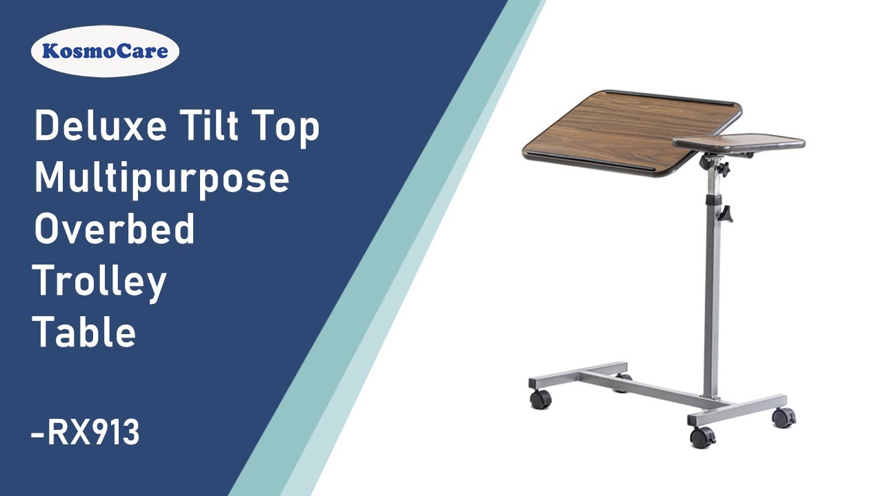KosmoCare Deluxe Tilt Top Multipurpose Overbed Trolley Table Assembly