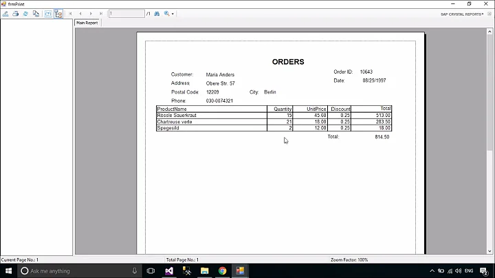 C# Tutorial - Print Orders/Receipt using Crystal Report | FoxLearn