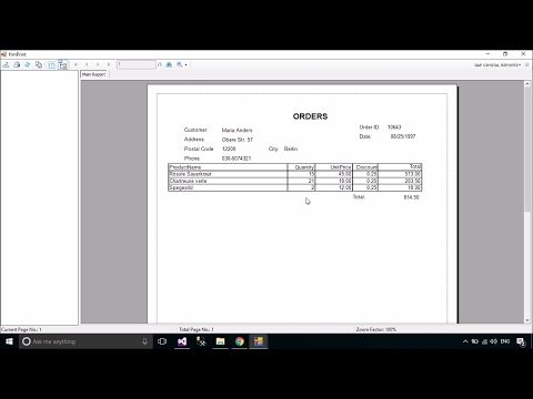 C# Tutorial - Print Orders/Receipt using Crystal Report | FoxLearn