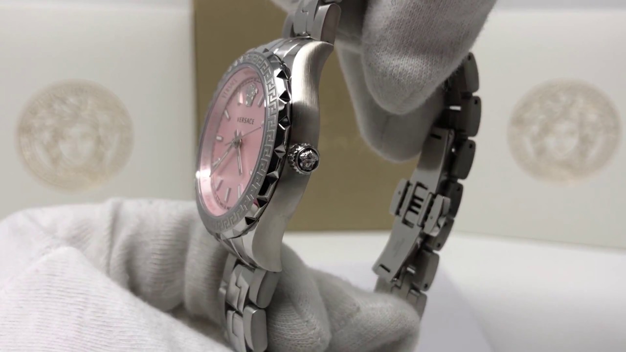 Versace Hellenyium Ladies Watch Pink Stainless Steel V12010015 - YouTube