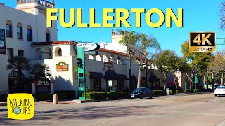 Virtual Treadmill Tour of Downtown Fullerton & Fullerton Train Station | 4K Walking Tour