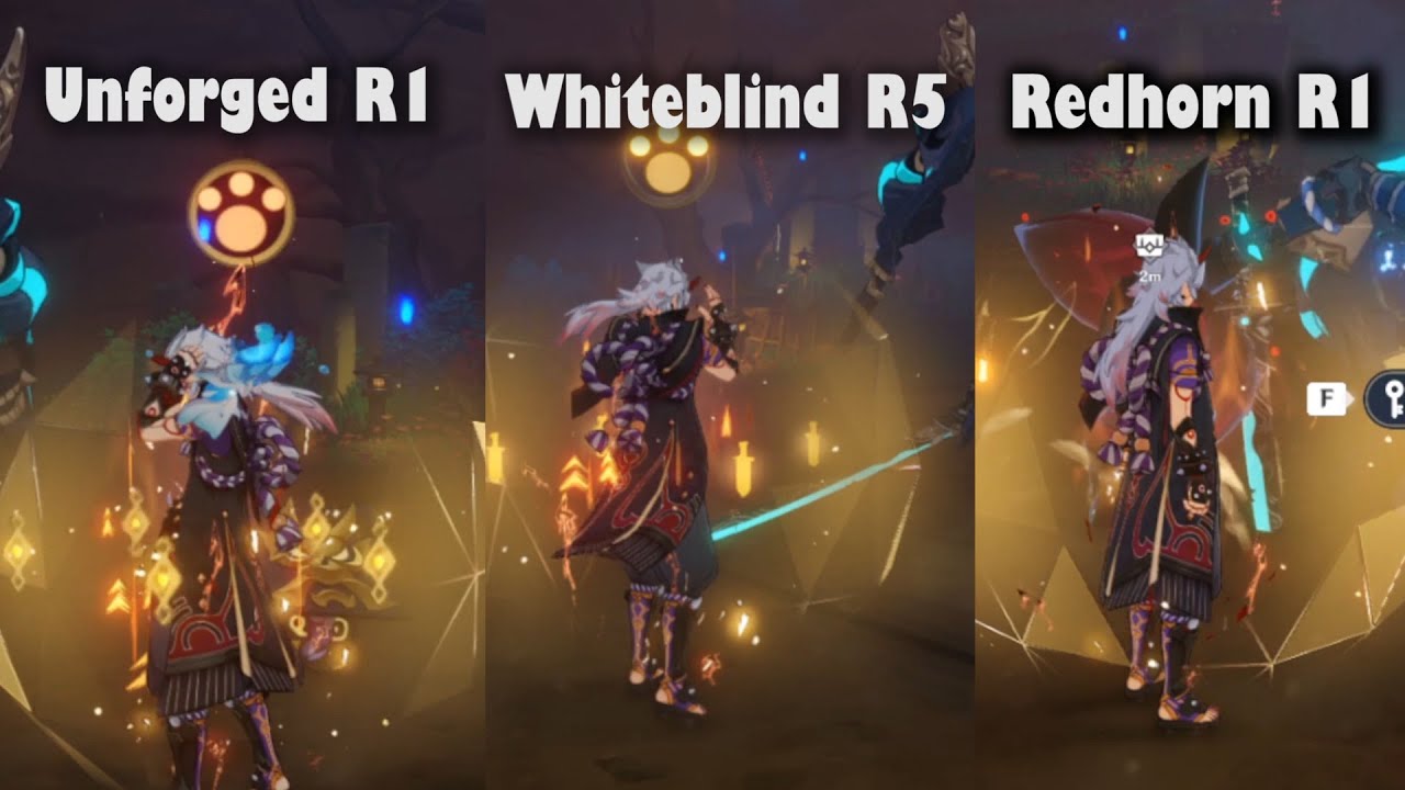 Arataki Itto Claymore Quick Comparison, The Unforged Whiteblind and Redhorn Stonethresher