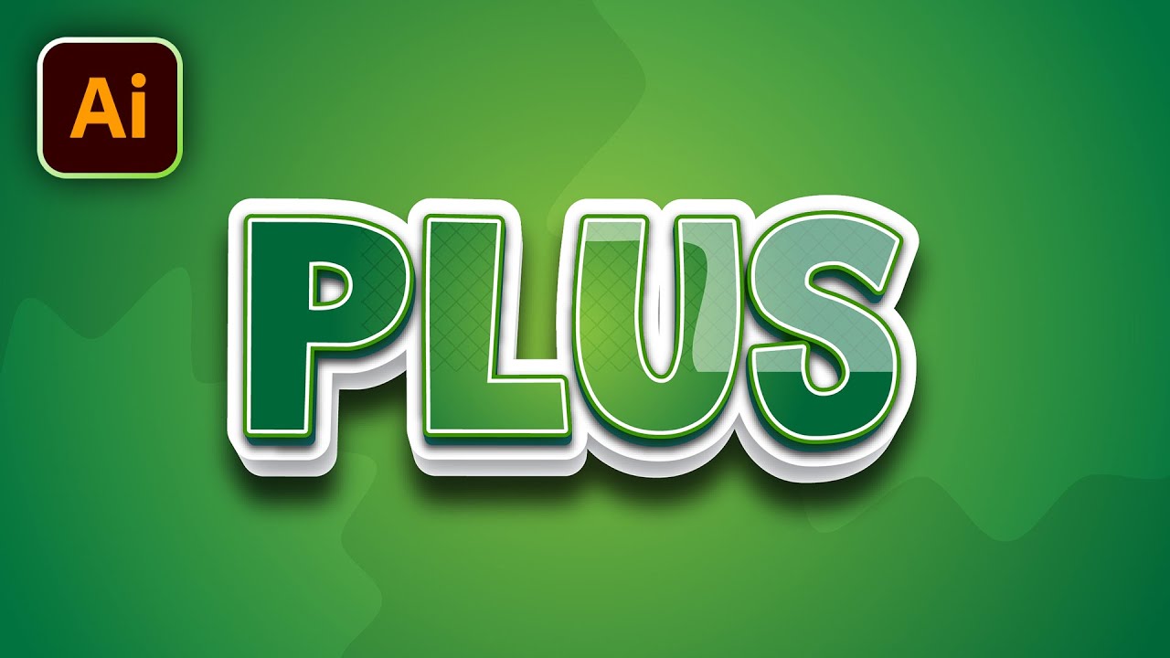 Create Plus 3D text effect in Adobe Illustrator - YouTube