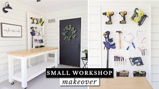 DIY Small Workshop Makeover & Pegboard Stand Tool Storage DIY