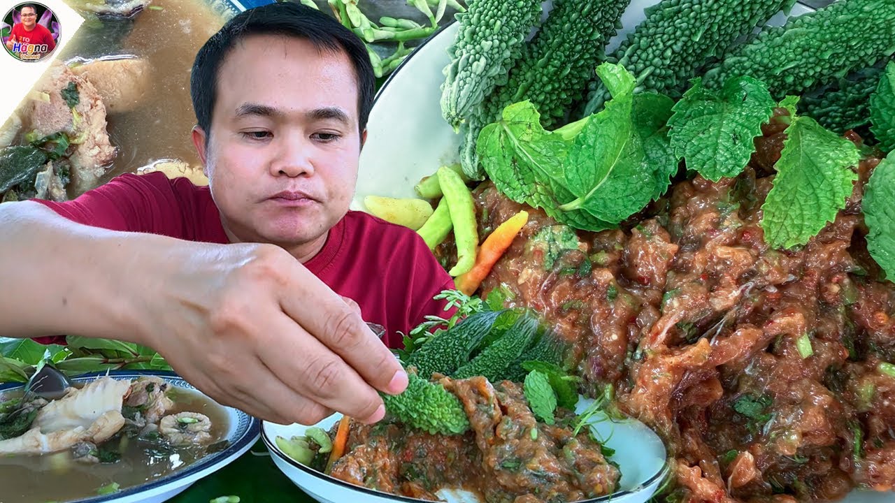 ลาบปลาเพี้ย ปลาก่ำ แกล้มมะระขี้นก ผักจากสวนกัดพริกหน่วยลูกโดดแซ่บๆ จ้วดๆ เข้ากันคัก