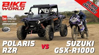 Off-Road GSX-R1000 Vs Polaris RZR | Bike World vs Carwow Crazy Off-Road Challenges