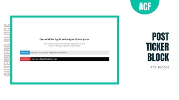 Gutenberg Post Ticker Block | ACF Blocks