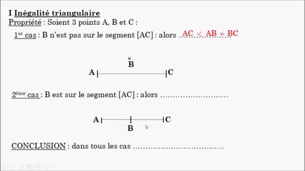 Niveau 5ème : T1 - Inégalité triangulaire - YouTube