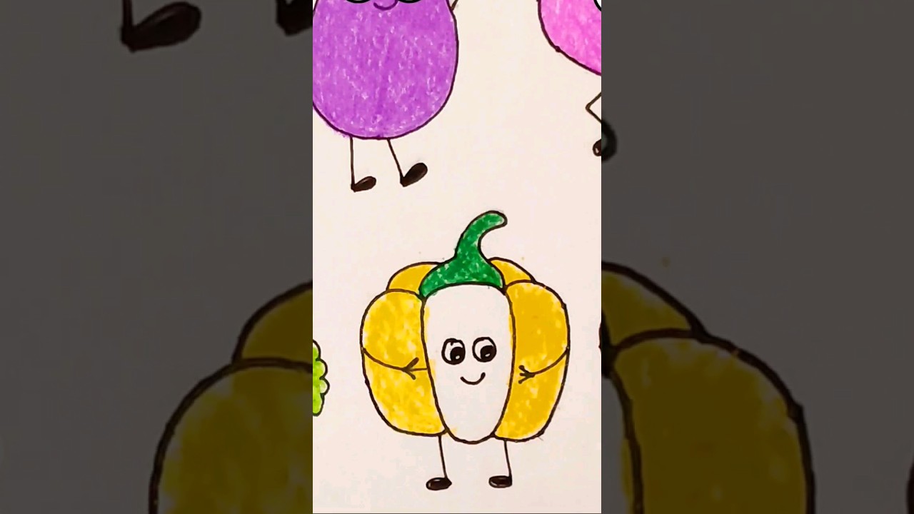 Bell Pepper Drawing and Coloring for kids | capsicum drawing | cute veggies 