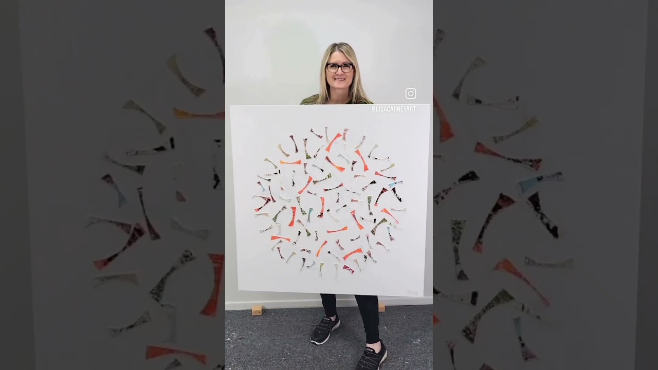 Experience the Magical World of Petaloid: A 36x36 Original Collage Painting by Lisa Carney