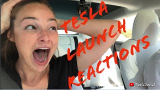 Tesla launch reactions in a Tesla Model 3 Performance, 0-60