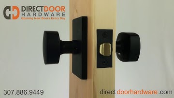 Emtek Freestone Door Knob with Modern Rectangular Rosette in Flat Black