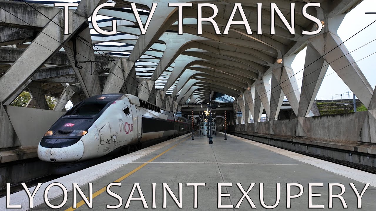 TGV trains, Lyon Saint Exupery Station, November 2024. TGV in statia ...