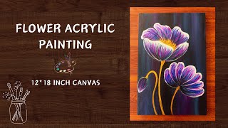 Floral painting on canvas, acrylic flower painting, aesthetic flower painting, 12*18 inch canvas art