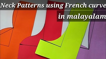 How to draw different neck patterns using French curve in malayalam for beginners/simple & easy neck