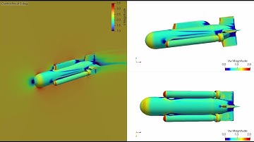 Free to pitch submersible with control fins at 0 deg