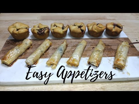 Easy Appetizers Using Cheese - Brie Cranberry Pecan Puffs & Goat Cheese Walnut and Honey Filo