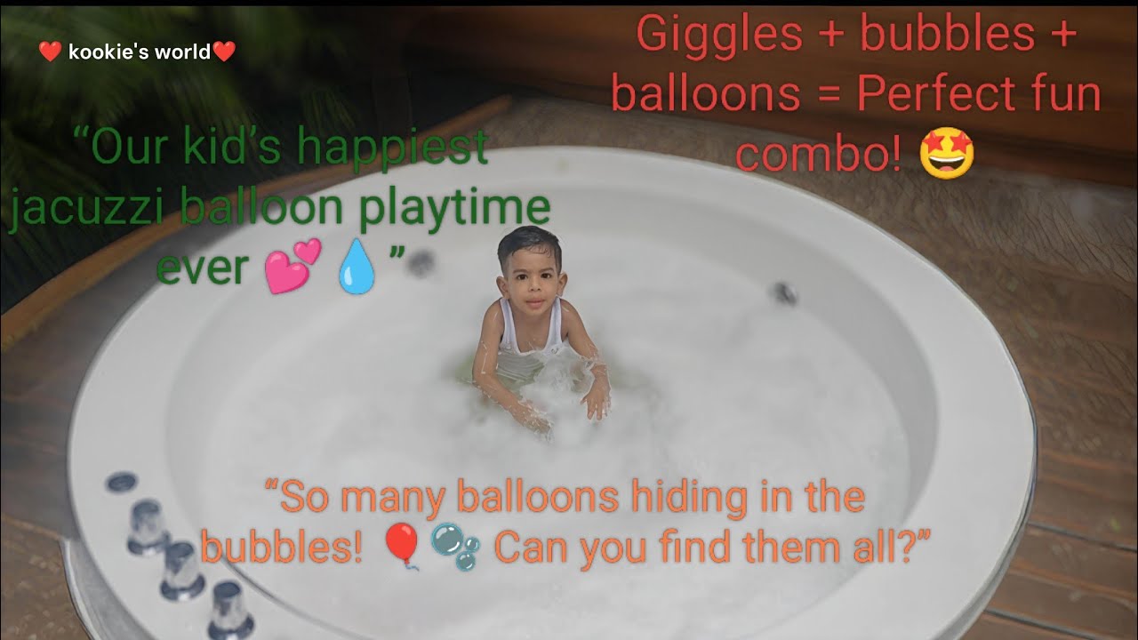 Cute Balloon Hunt | Kids Finding Balloons in Jacuzzi Bubble Bath | Fun Water Play for Kids