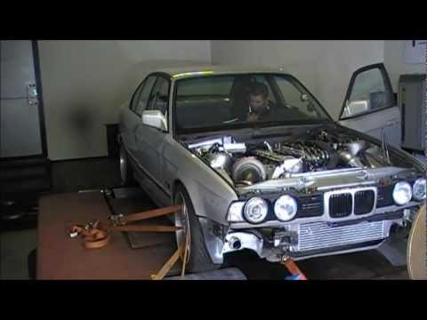 Bmw M5 Turbo first dyno pull RE85 fuel - YouTube