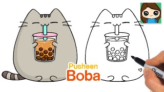 How to Draw Pusheen Drinking Boba screenshot 1