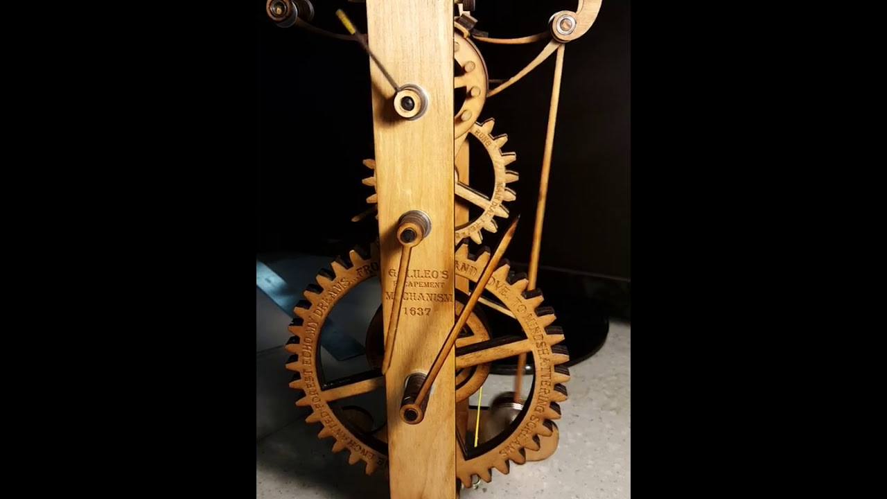 Galileo's Escapment Mechanism Pendulum Clock 1637 (Laser Cut Clock