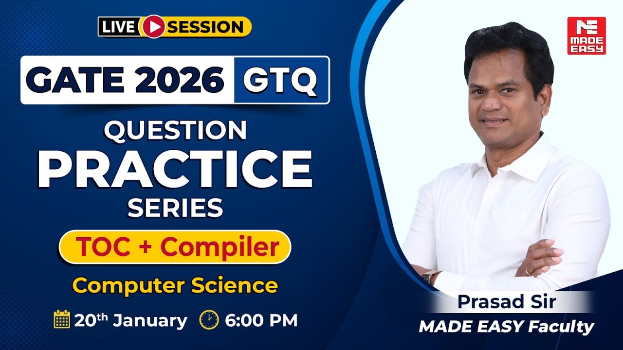 GATE 2026 CS LIVE | TOC + Compiler Important Questions | GTQ Series by ...