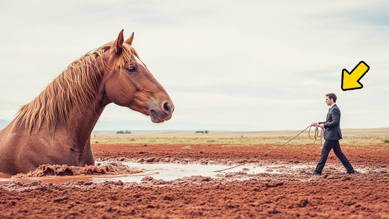 MILLONARIO SALVA CABALLO SALVAJE ATASCADO EN EL BARRO — LO QUE PASÓ DESPUÉS TE VA A EMOCIONAR