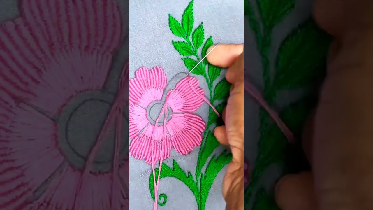 Beautiful Flower Embroidery Work By Hand 