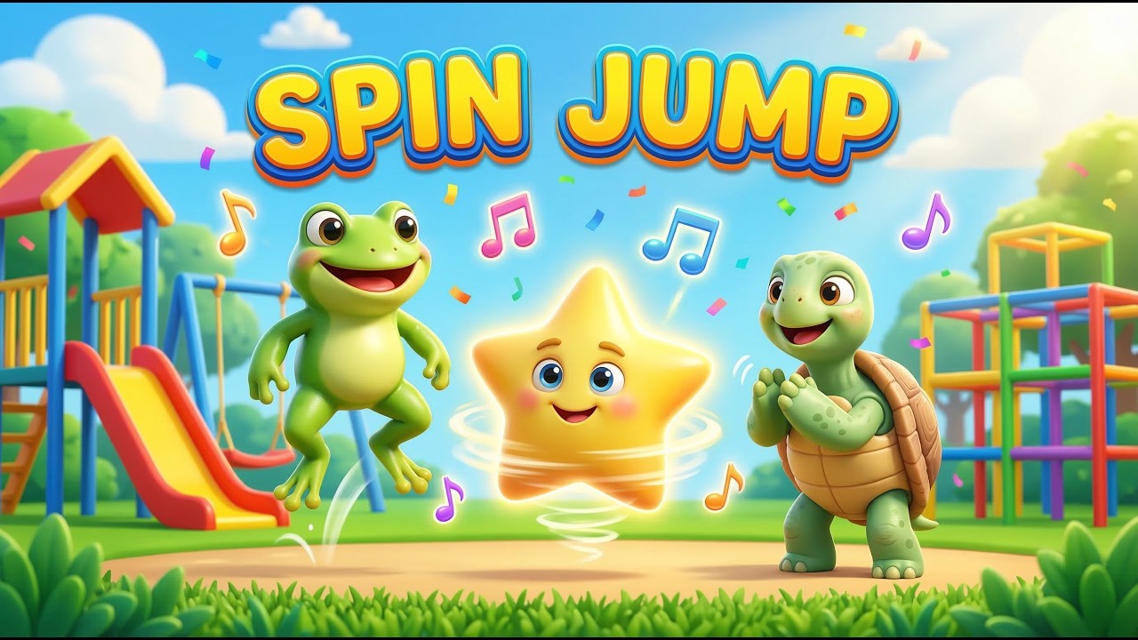 Spin Jump Dance Song for Kids 🎵 Fun Action Song | Clap Jump Spin Around ...