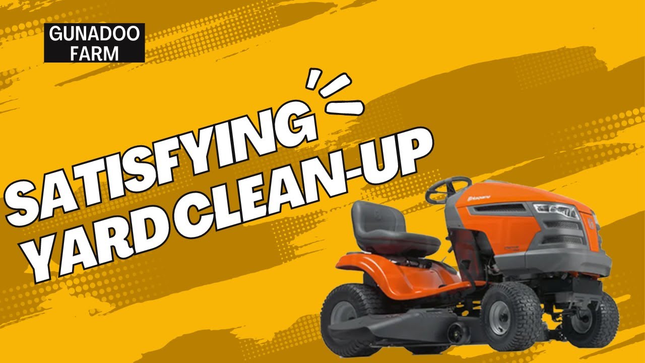Satisfying yard clean-up & mow using the Husqvarna YTH21K46!! - YouTube